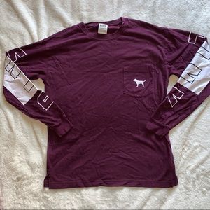 NWOT VS PINK Maroon Long Sleeve Tee